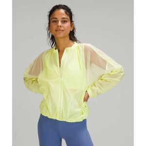 Lululemon neon Crispin Green With The Breeze mesh water repellent jacket